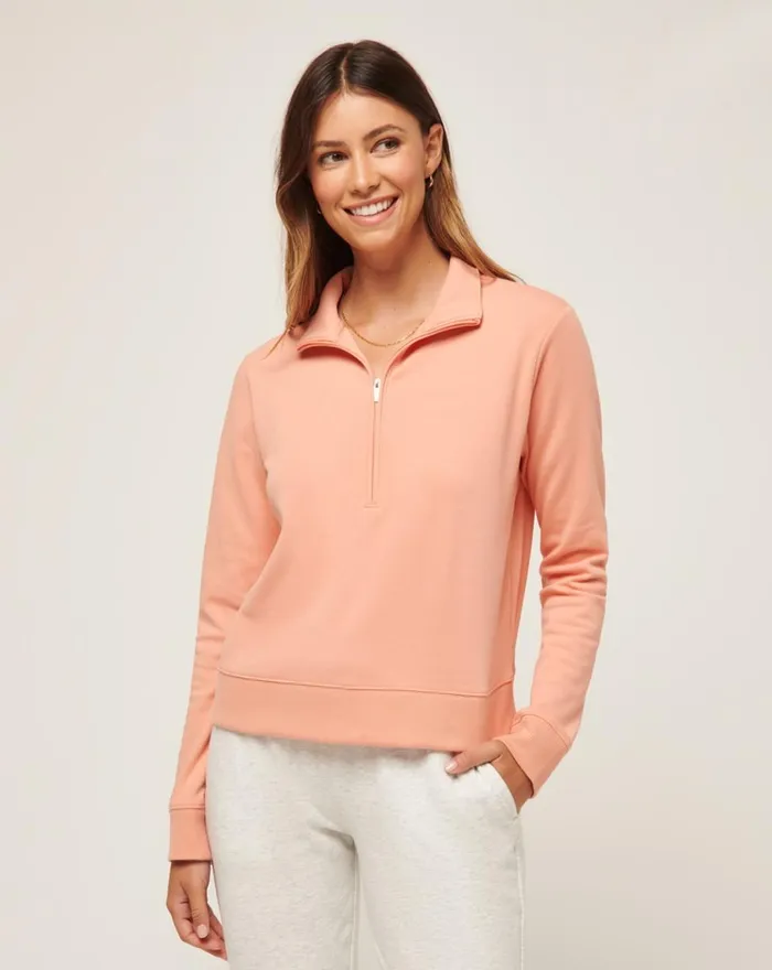 Women All Tops TravisMathew CLOUD FLEECE HALF ZIP Canyon Sunset