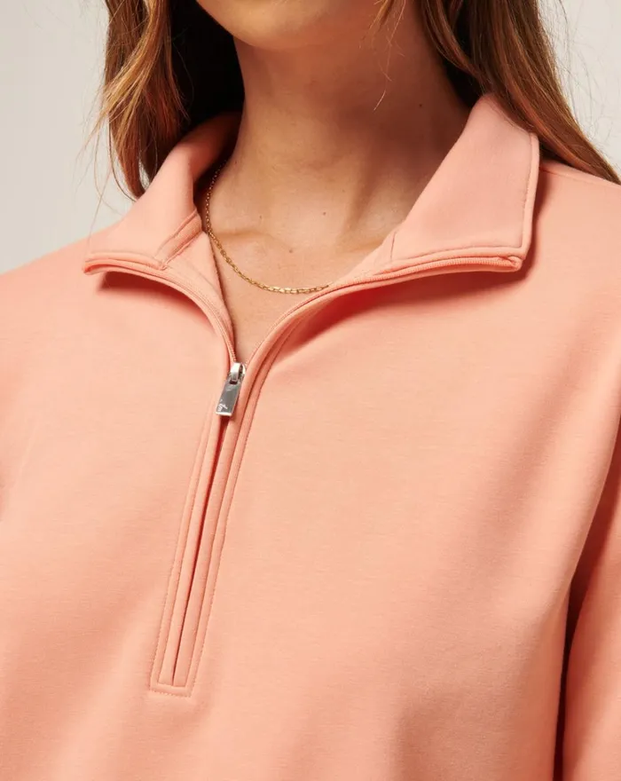 Women All Tops TravisMathew CLOUD FLEECE HALF ZIP Canyon Sunset