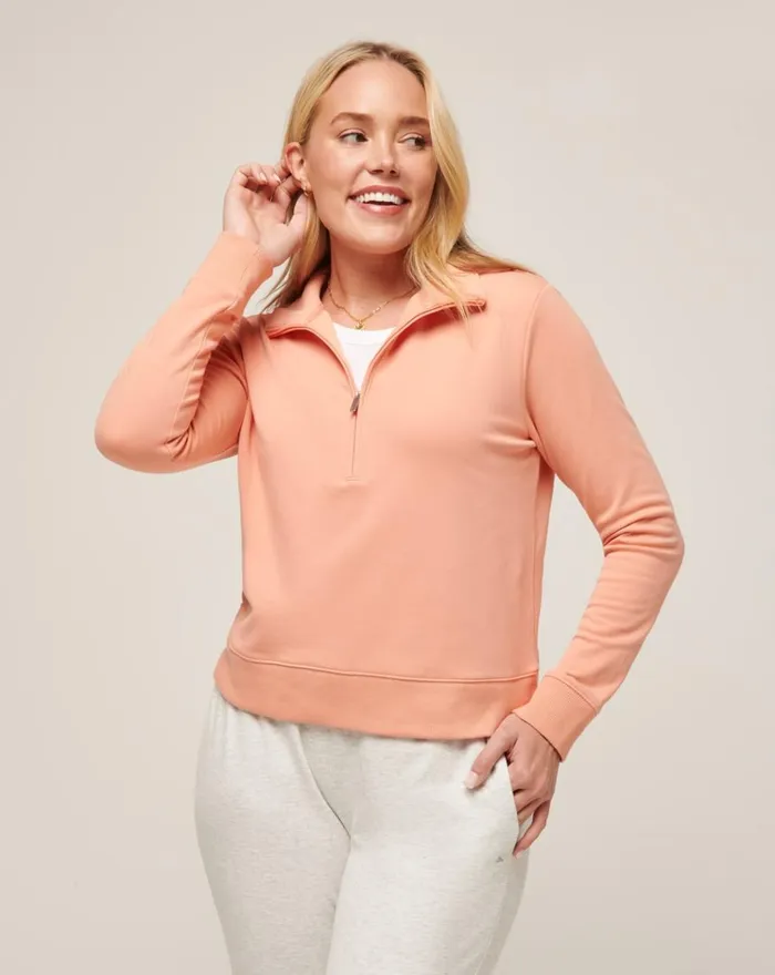Women All Tops TravisMathew CLOUD FLEECE HALF ZIP Canyon Sunset