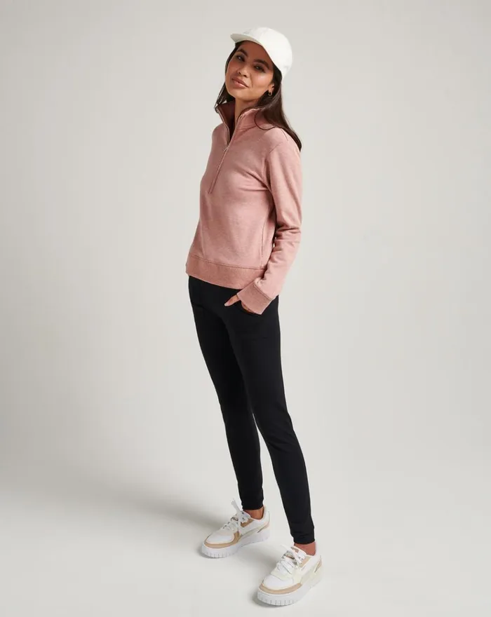 Women All Tops TravisMathew CLOUD FLEECE HALF ZIP Heather Brick Dust