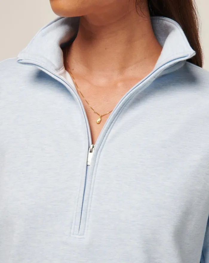 Women All Tops TravisMathew CLOUD FLEECE HALF ZIP Heather Kentucky Blue