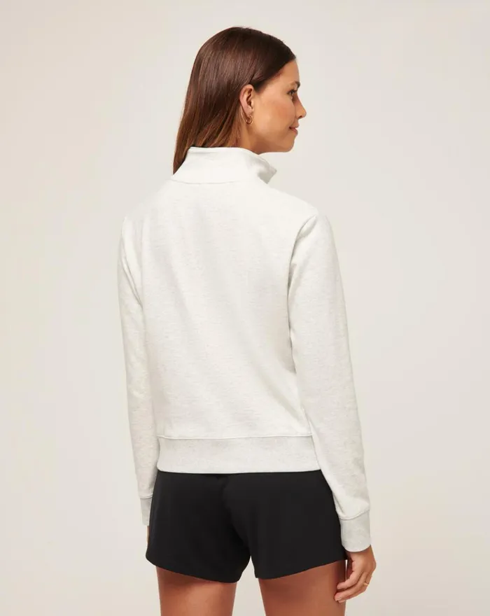 Women All Tops TravisMathew CLOUD FLEECE HALF ZIP Heather Light Grey