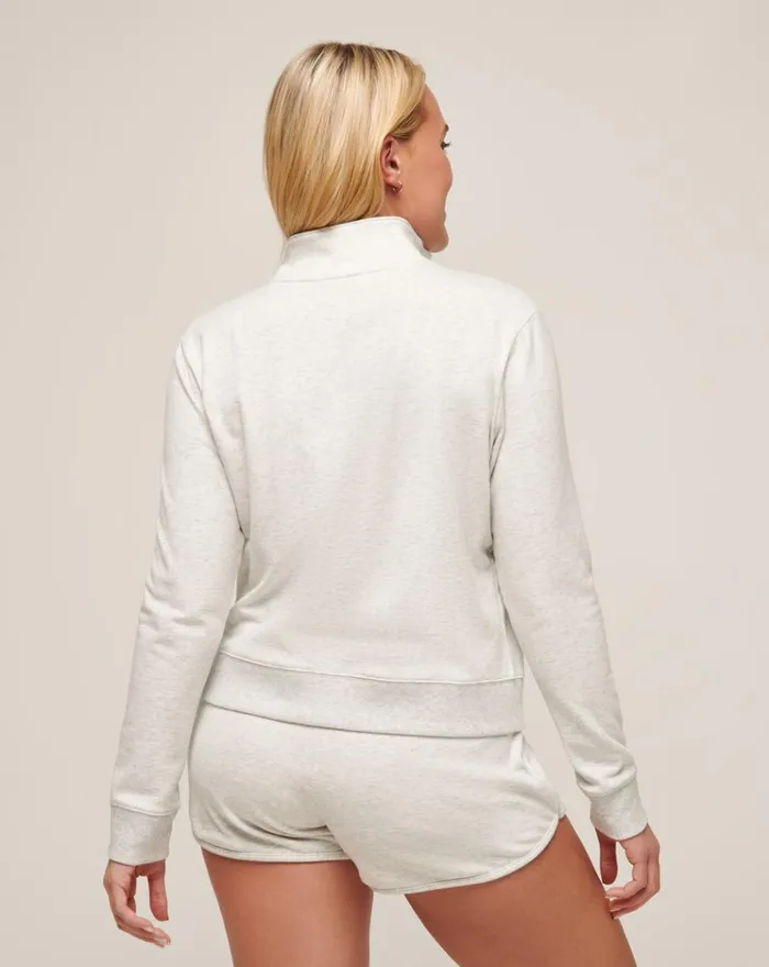 Women All Tops TravisMathew CLOUD FLEECE HALF ZIP Heather Light Grey