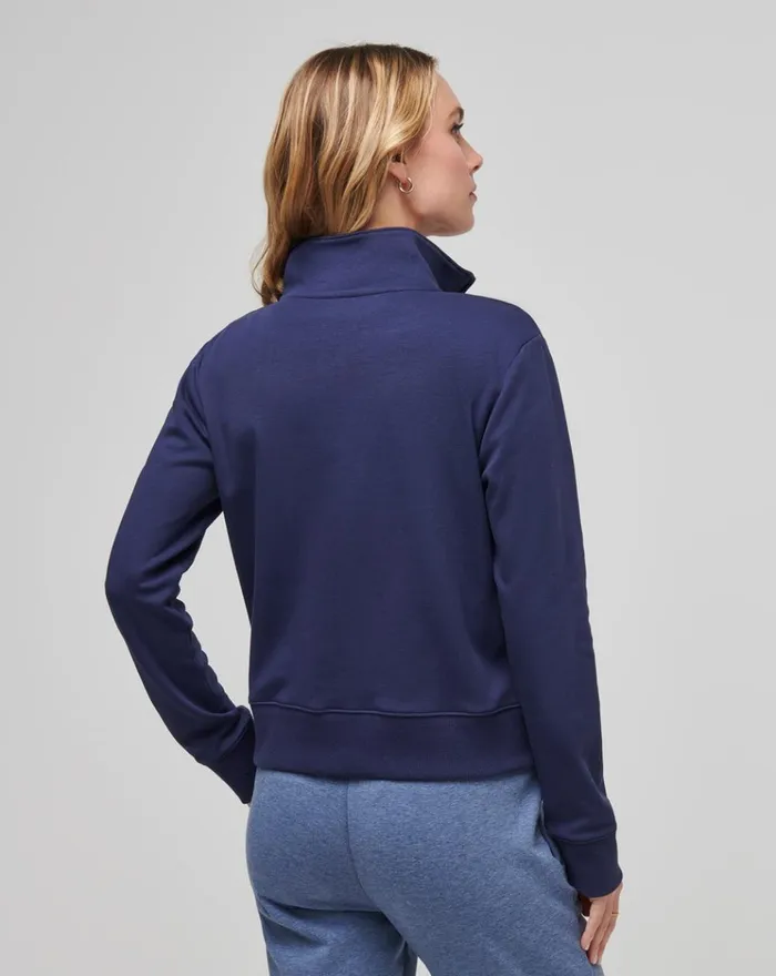 Women All Tops TravisMathew CLOUD FLEECE HALF ZIP Navy