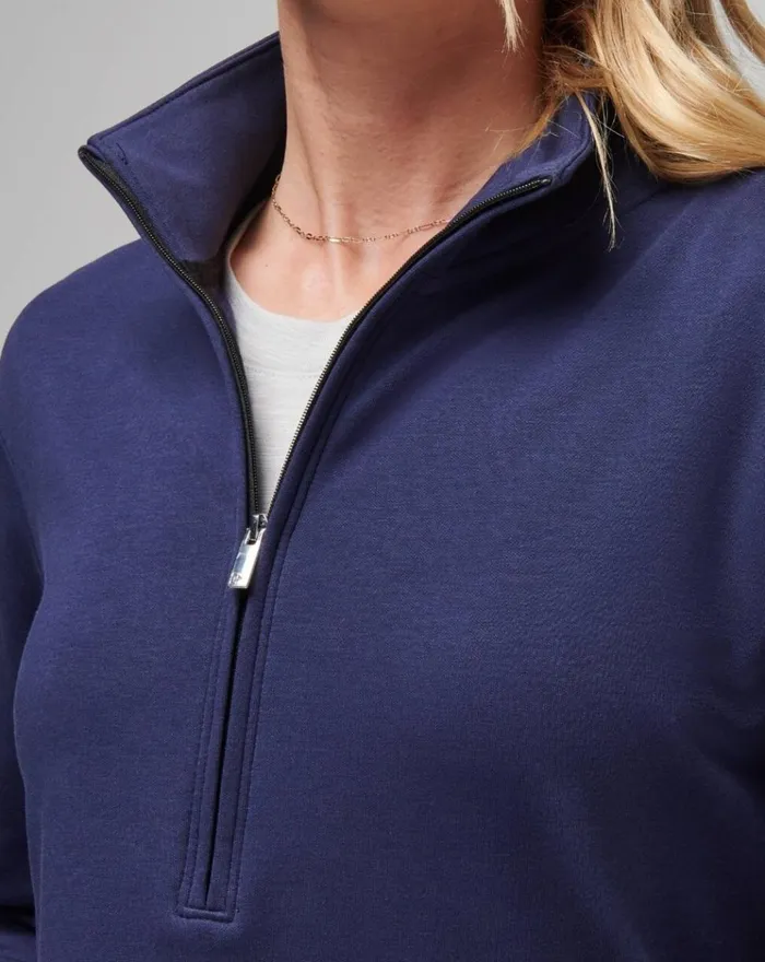Women All Tops TravisMathew CLOUD FLEECE HALF ZIP Navy