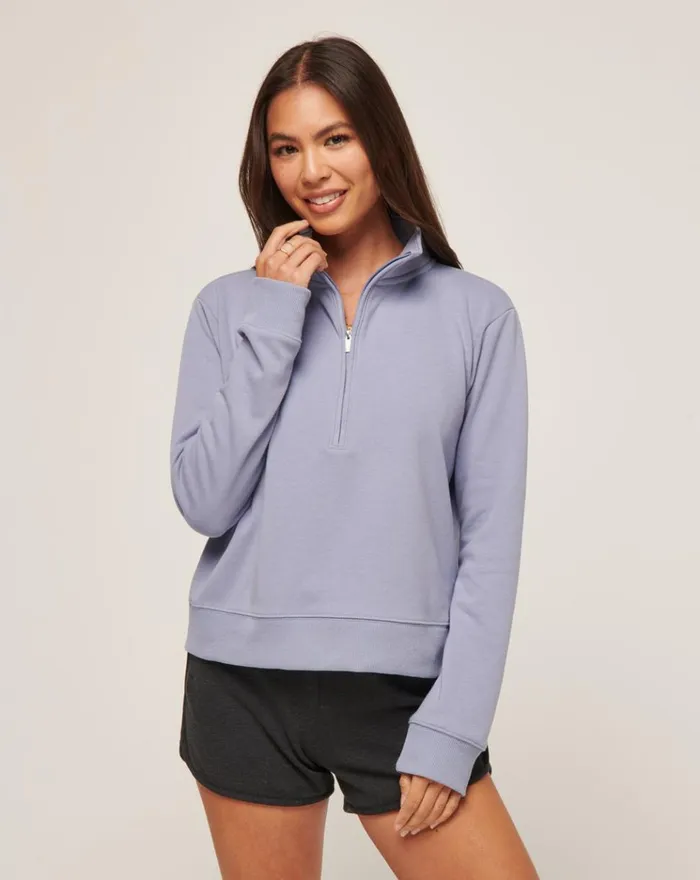Women All Tops TravisMathew CLOUD FLEECE HALF ZIP Tempest