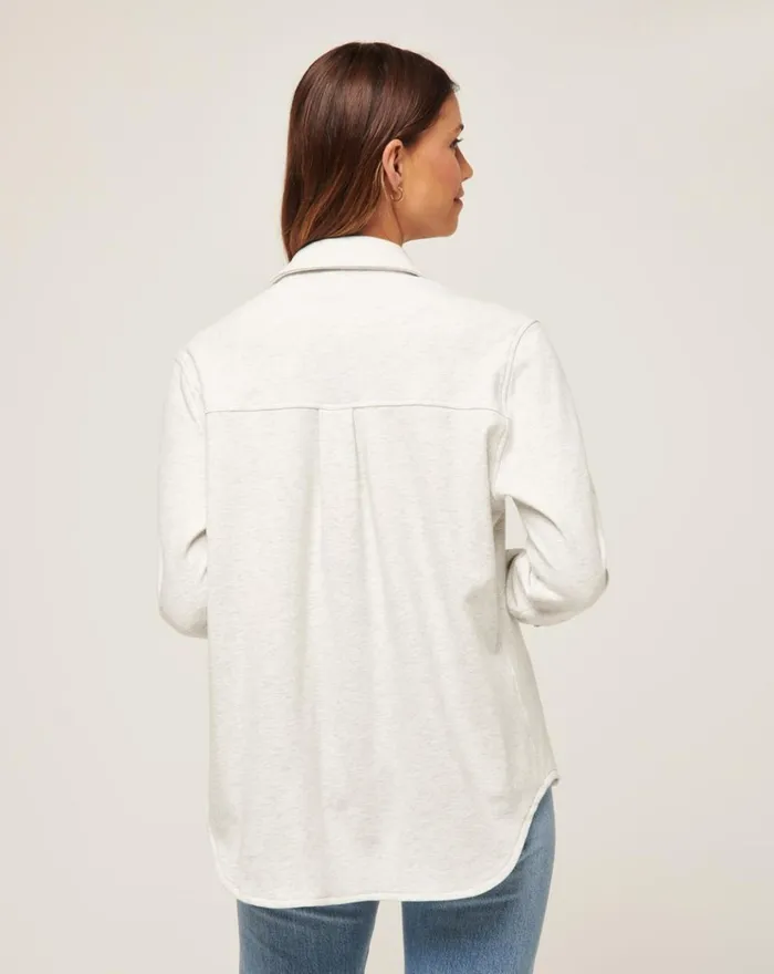 Women All Tops TravisMathew CLOUD FLEECE SHACKET Heather Light Grey