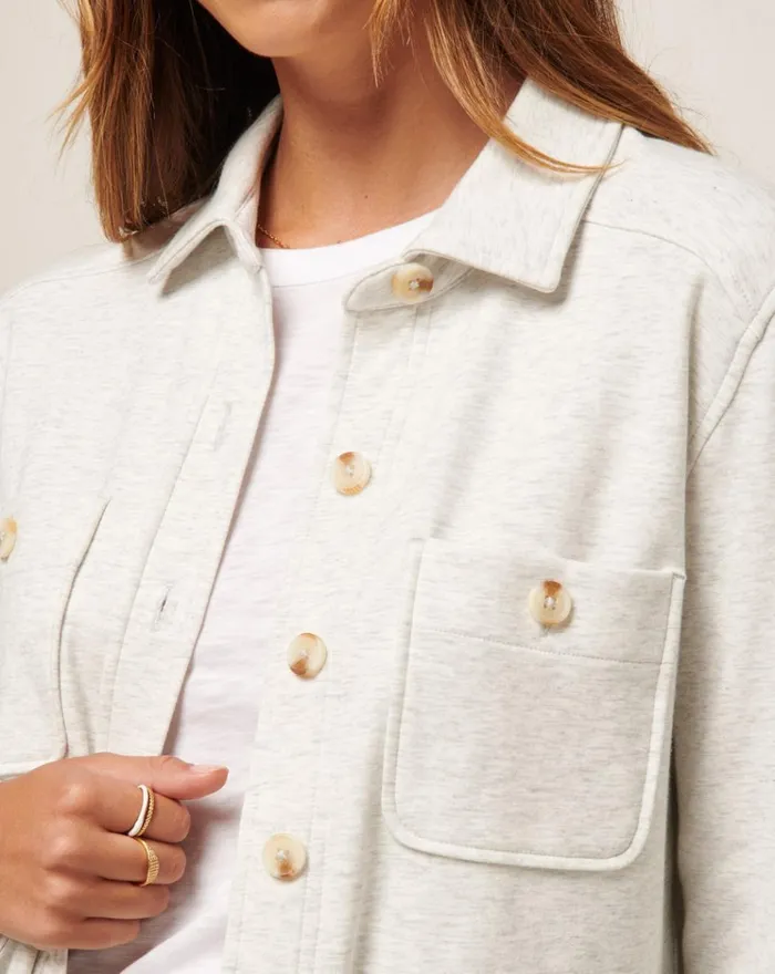 Women All Tops TravisMathew CLOUD FLEECE SHACKET Heather Light Grey