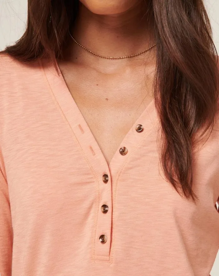 Women All Tops TravisMathew CLOUD JERSEY HENLEY Canyon Sunset