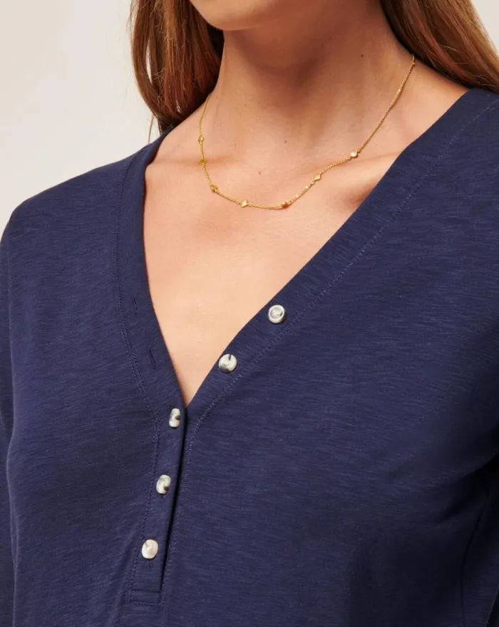 Women All Tops TravisMathew CLOUD JERSEY HENLEY Navy