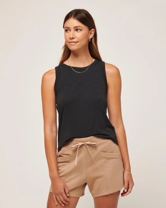Women All Tops TravisMathew CLOUD JERSEY TANK Black