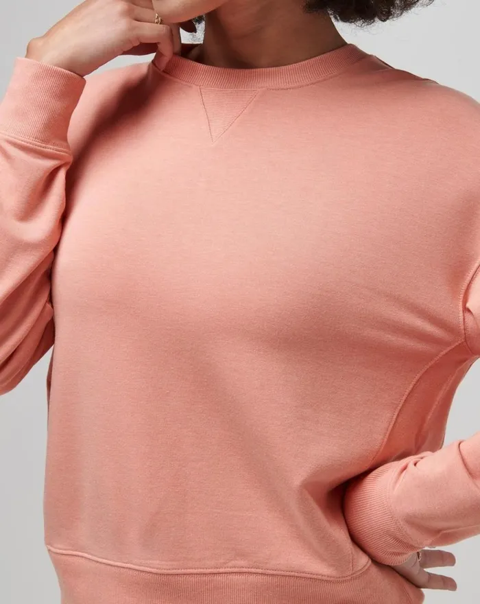 Women All Tops TravisMathew CLOUD TERRY CREW Heather Canyon Sunset