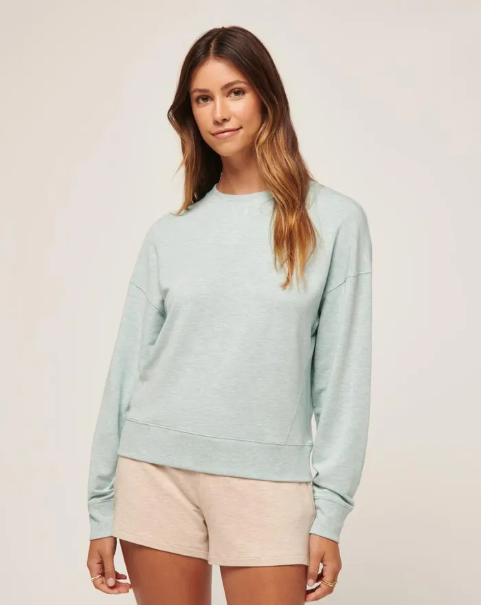 Women All Tops TravisMathew CLOUD TERRY CREW Heather Ether
