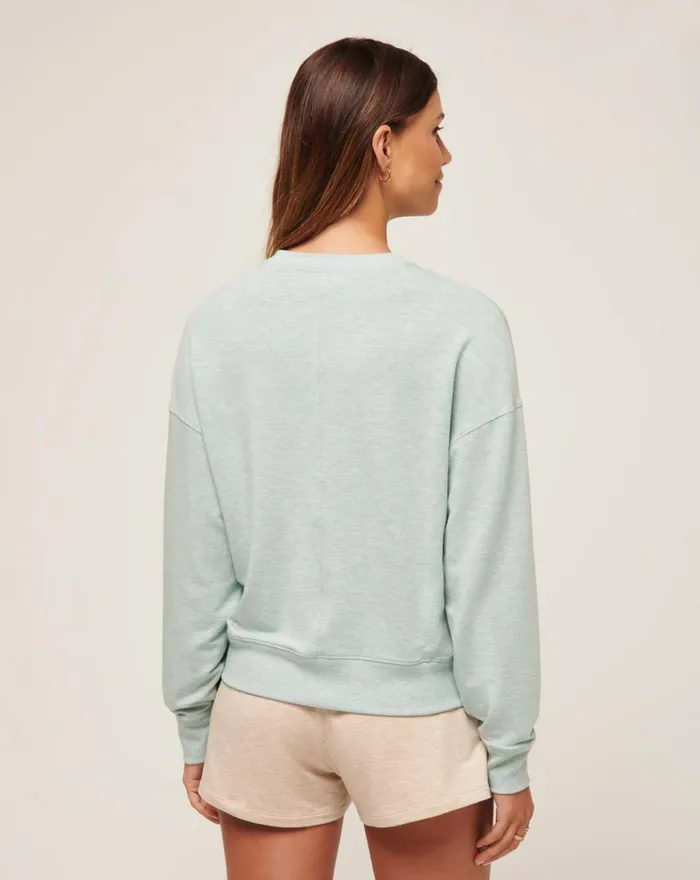 Women All Tops TravisMathew CLOUD TERRY CREW Heather Ether