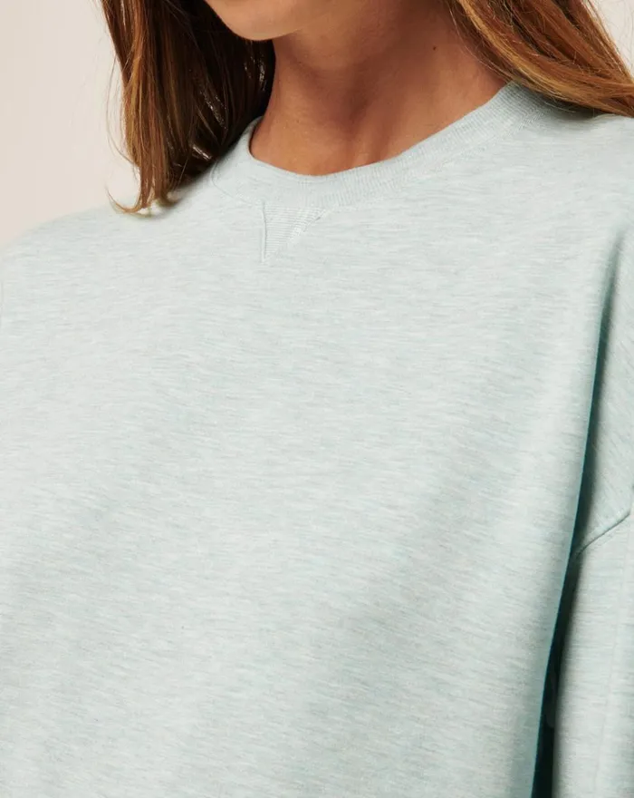 Women All Tops TravisMathew CLOUD TERRY CREW Heather Ether