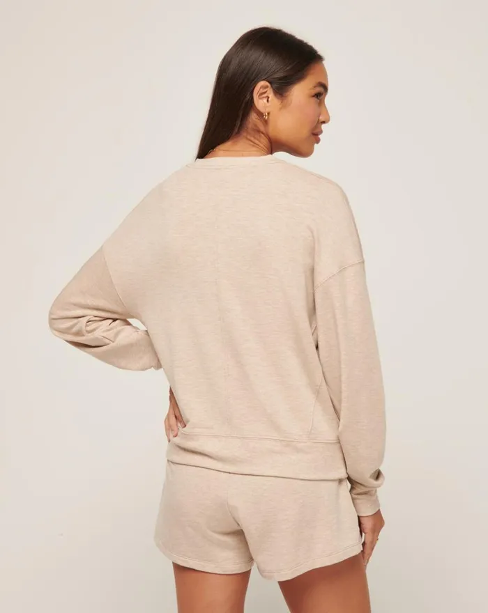 Women All Tops TravisMathew CLOUD TERRY CREW Heather Natural