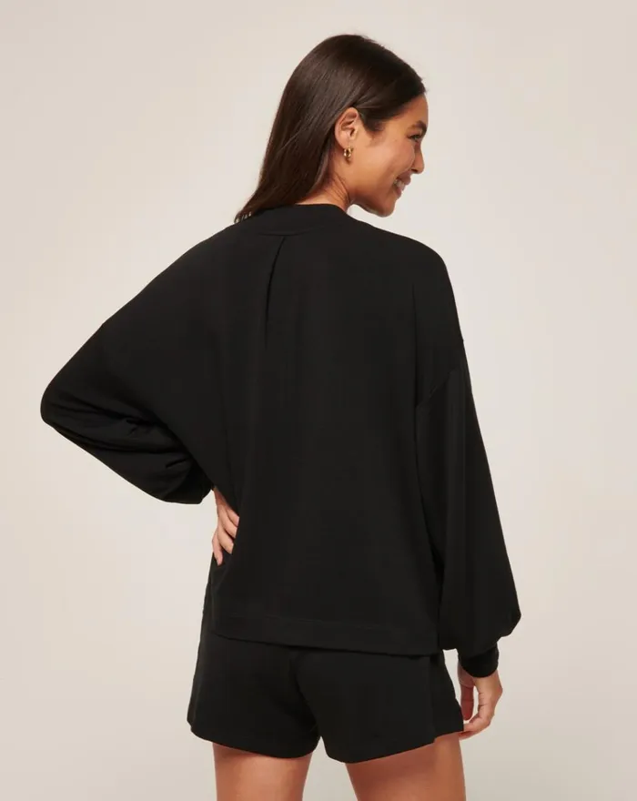 Women All Tops TravisMathew CLOUD TERRY VNECK TOP Black