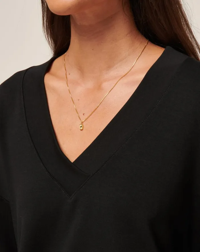 Women All Tops TravisMathew CLOUD TERRY VNECK TOP Black