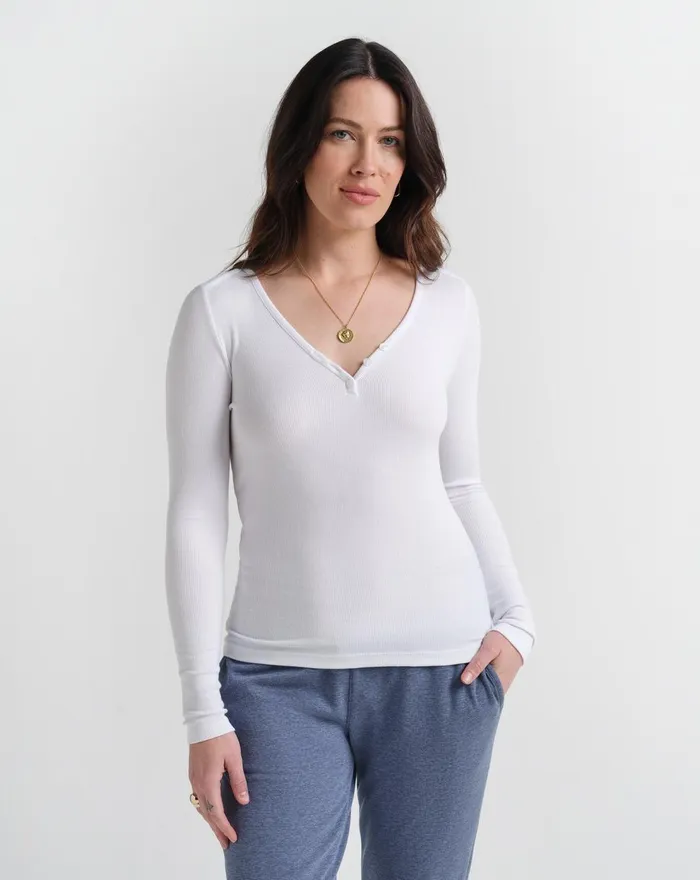 Women All Tops TravisMathew COCKTAIL HOUR CLOUD RIBBED TOP White