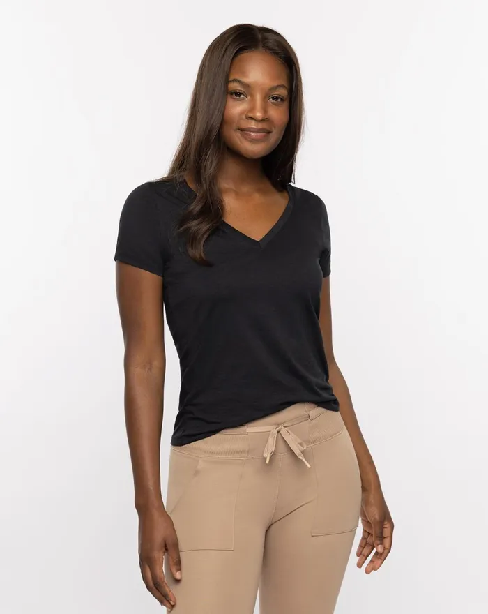 Women All Tops TravisMathew DAY OR NIGHT VNECK TEE Black