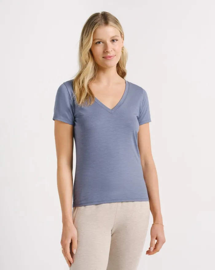 Women All Tops TravisMathew DAY OR NIGHT VNECK TEE Folkstone