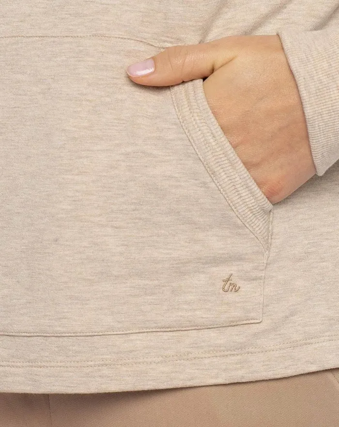 Women All Tops TravisMathew HIDDEN GEMS CLOUD FRENCH TERRY HOODIE Heather Natural