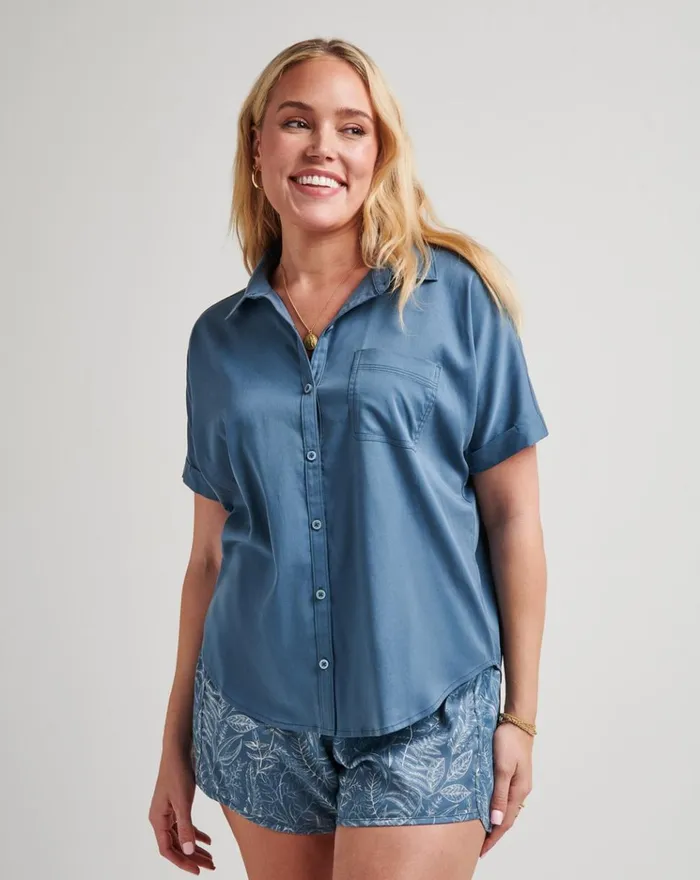 Women All Tops TravisMathew SEASIDE BLISS TIE FRONT TOP Oceanview