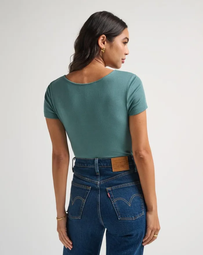 Women All Tops TravisMathew TRANQUILITY CLOUD RIBBED TOP North Atlantic
