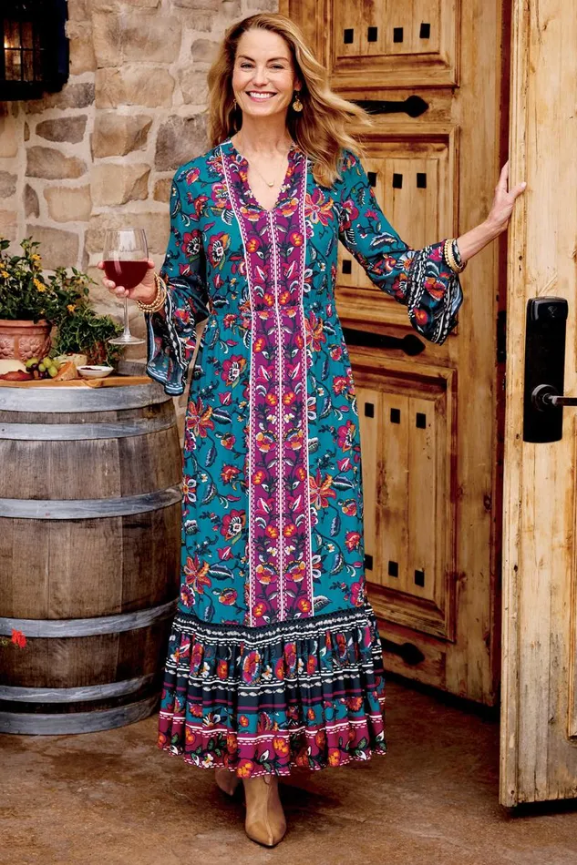 Women Allene Maxi Dress Sophia Floral and Border Soft Surroundings Dresses Women Allene Maxi Dress Sophia Floral and Border Soft Surroundings Dresses
