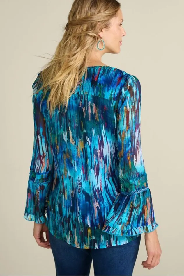 Women Amelie Top Blue Abstract Soft Surroundings Tops Women Amelie Top Blue Abstract Soft Surroundings Tops