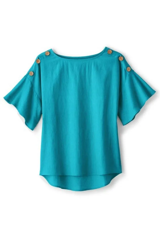 Women Andrea Linen Blend Pullover Blue Danube Soft Surroundings Tops Women Andrea Linen Blend Pullover Blue Danube Soft Surroundings Tops