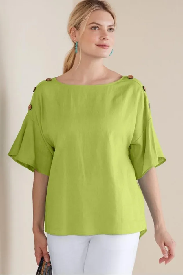 Women Andrea Linen Blend Pullover Blue Danube Soft Surroundings Tops Women Andrea Linen Blend Pullover Blue Danube Soft Surroundings Tops