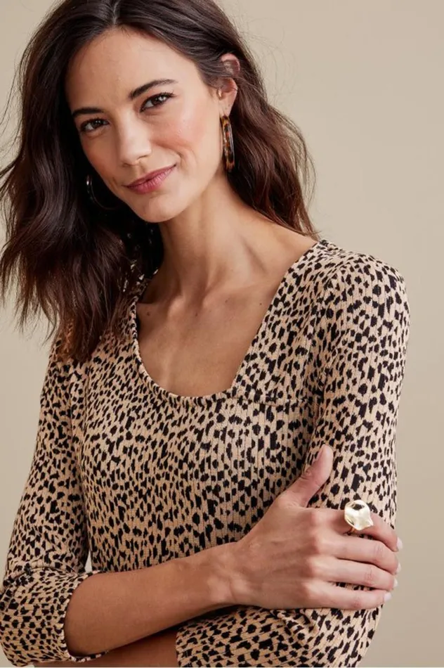 Women Anesha Top Leopard Soft Surroundings Tops Women Anesha Top Leopard Soft Surroundings Tops