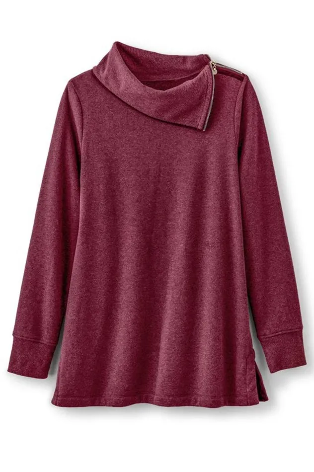 Women Angie Tunic Cabernet Heather Soft Surroundings Tops Women Angie Tunic Cabernet Heather Soft Surroundings Tops