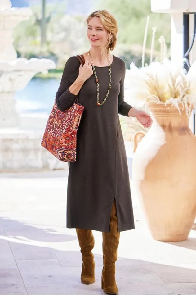 Women Annette Dress Espresso Heather Soft Surroundings Dresses Women Annette Dress Espresso Heather Soft Surroundings Dresses