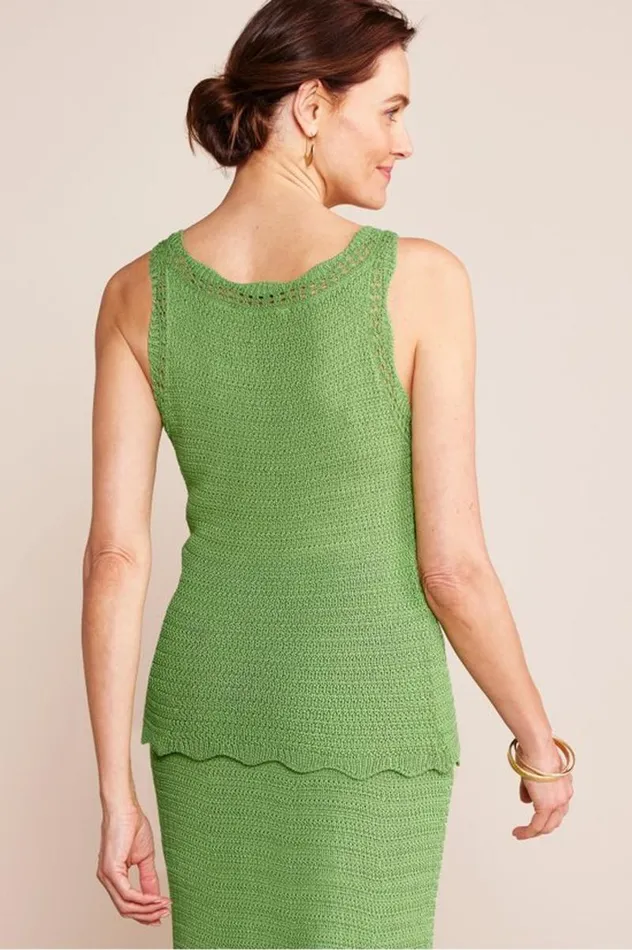 Women April Crochet Sweater Tank Piquant Green Soft Surroundings Tops Women April Crochet Sweater Tank Piquant Green Soft Surroundings Tops