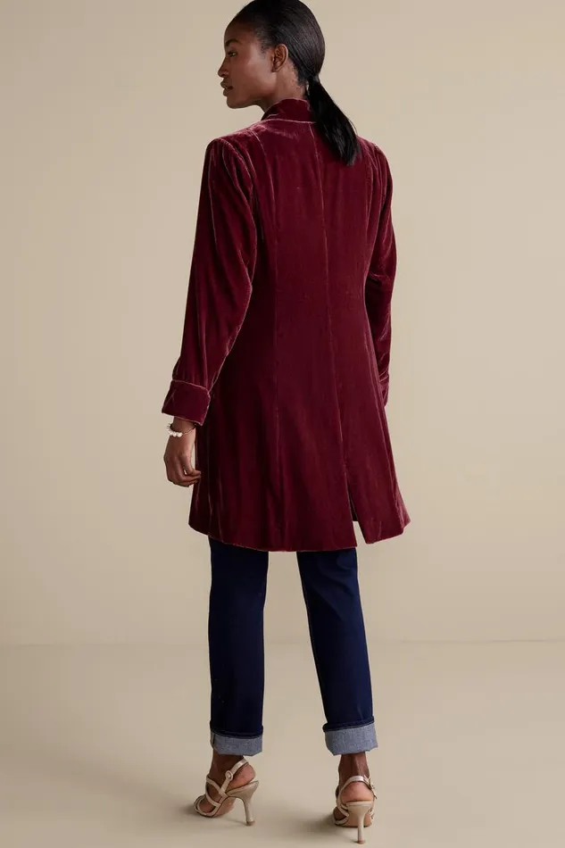 Women Aria Velvet Jacket Medieval Blue Soft Surroundings Jackets and Coats Women Aria Velvet Jacket Medieval Blue Soft Surroundings Jackets and Coats