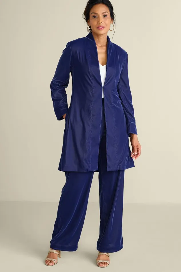 Women Aria Velvet Jacket Medieval Blue Soft Surroundings Jackets and Coats Women Aria Velvet Jacket Medieval Blue Soft Surroundings Jackets and Coats