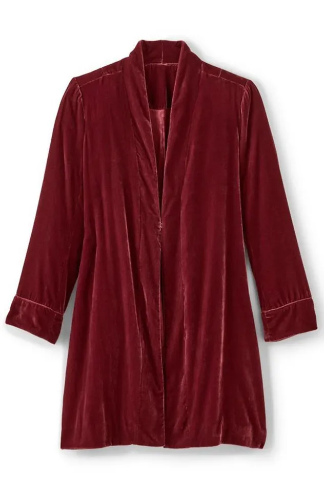Women Aria Velvet Jacket Medieval Blue Soft Surroundings Jackets and Coats Women Aria Velvet Jacket Medieval Blue Soft Surroundings Jackets and Coats