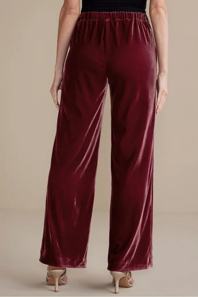 Women Aria Velvet Wide Leg Pants Cabernet Soft Surroundings Pants Women Aria Velvet Wide Leg Pants Cabernet Soft Surroundings Pants
