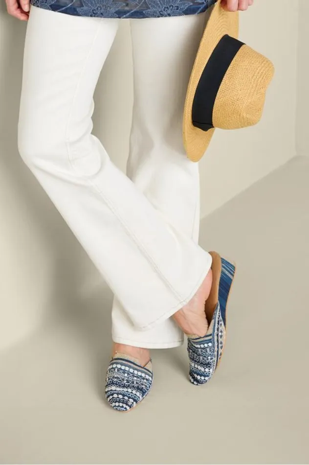 Women Arizona Stripe Wedge Slide Blue Soft Surroundings Shoes Women Arizona Stripe Wedge Slide Blue Soft Surroundings Shoes