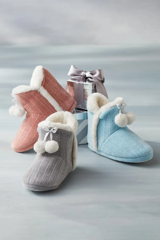 Women Ashlyn Cabled Bootie Slippers Blue Soft Surroundings Shoes