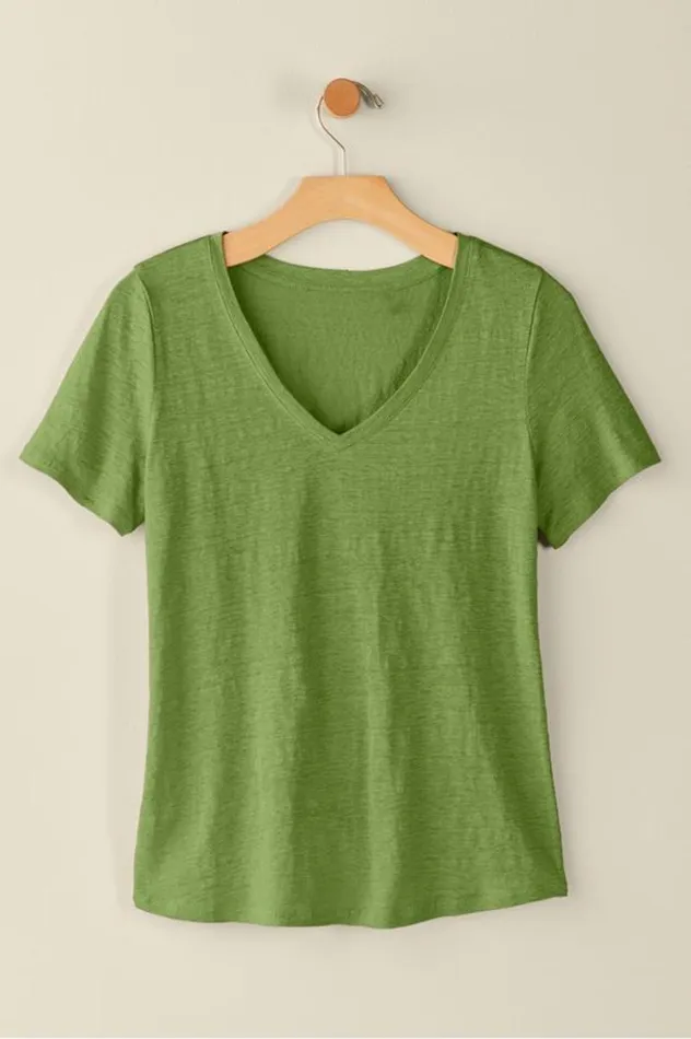 Women Aubrey Linen Slub Tee Pink Peacock Soft Surroundings Tops Women Aubrey Linen Slub Tee Pink Peacock Soft Surroundings Tops