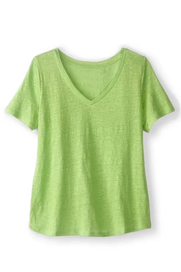 Women Aubrey Linen Slub Tee Pink Peacock Soft Surroundings Tops Women Aubrey Linen Slub Tee Pink Peacock Soft Surroundings Tops