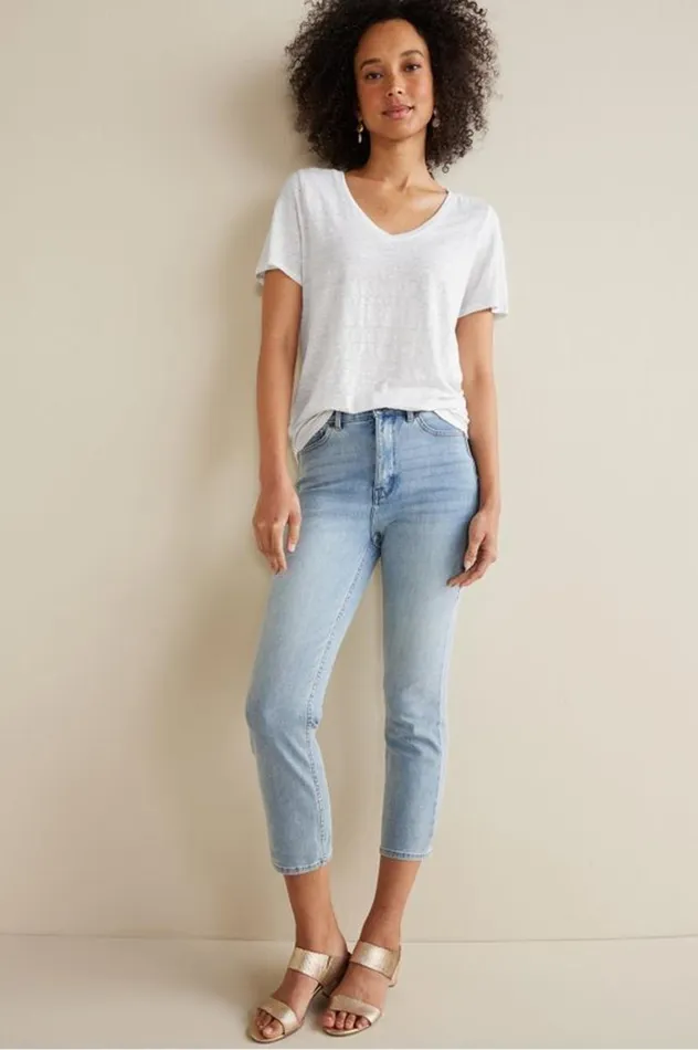 Women Aubrey Linen Slub Tee Pink Peacock Soft Surroundings Tops Women Aubrey Linen Slub Tee Pink Peacock Soft Surroundings Tops