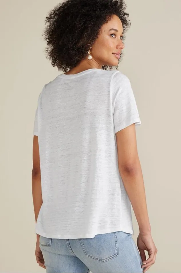 Women Aubrey Linen Slub Tee Pink Peacock Soft Surroundings Tops Women Aubrey Linen Slub Tee Pink Peacock Soft Surroundings Tops