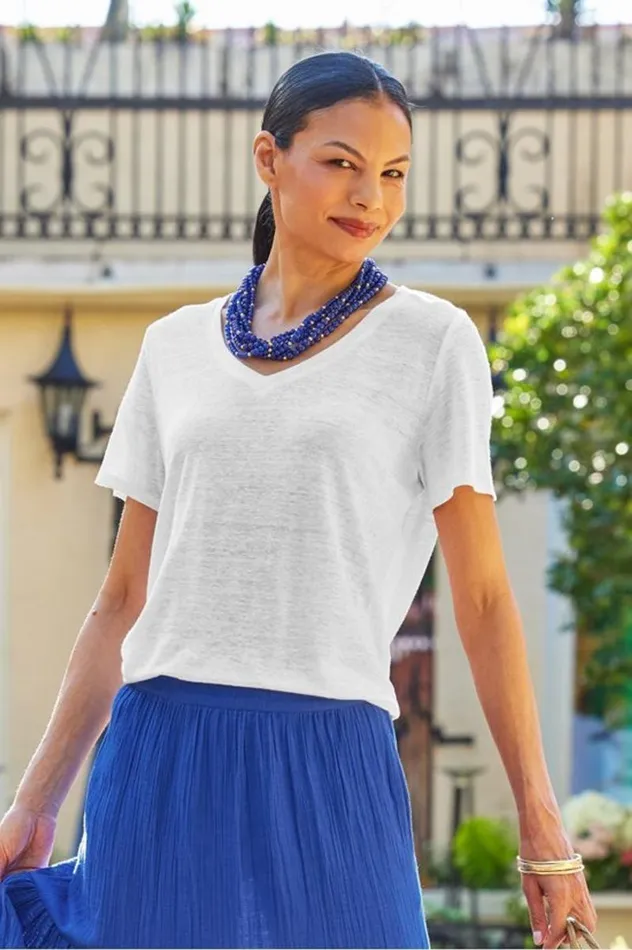 Women Aubrey Linen Slub Tee Pink Peacock Soft Surroundings Tops Women Aubrey Linen Slub Tee Pink Peacock Soft Surroundings Tops