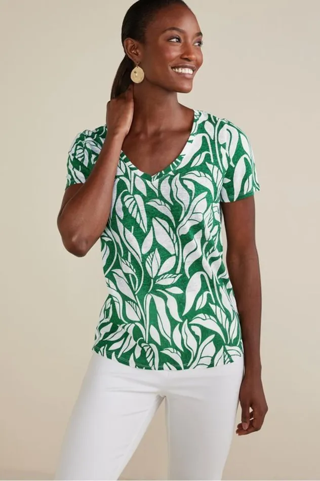 Women Aubrey Linen Slub Tee Pink Peacock Soft Surroundings Tops Women Aubrey Linen Slub Tee Pink Peacock Soft Surroundings Tops