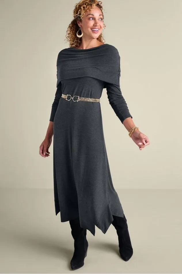 Women B039call Knit Midi Dress Charcoal Heather Soft Surroundings Dresses