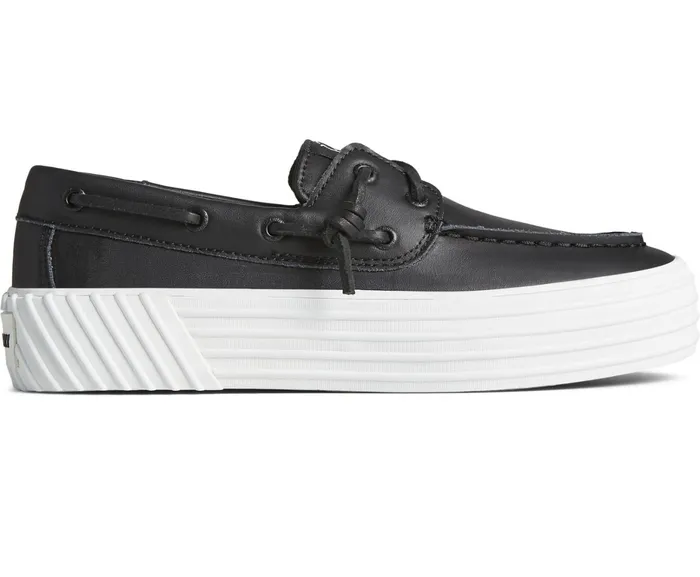Women Bahama 20 Leather Platform Sneaker Black Sperry Sneakers